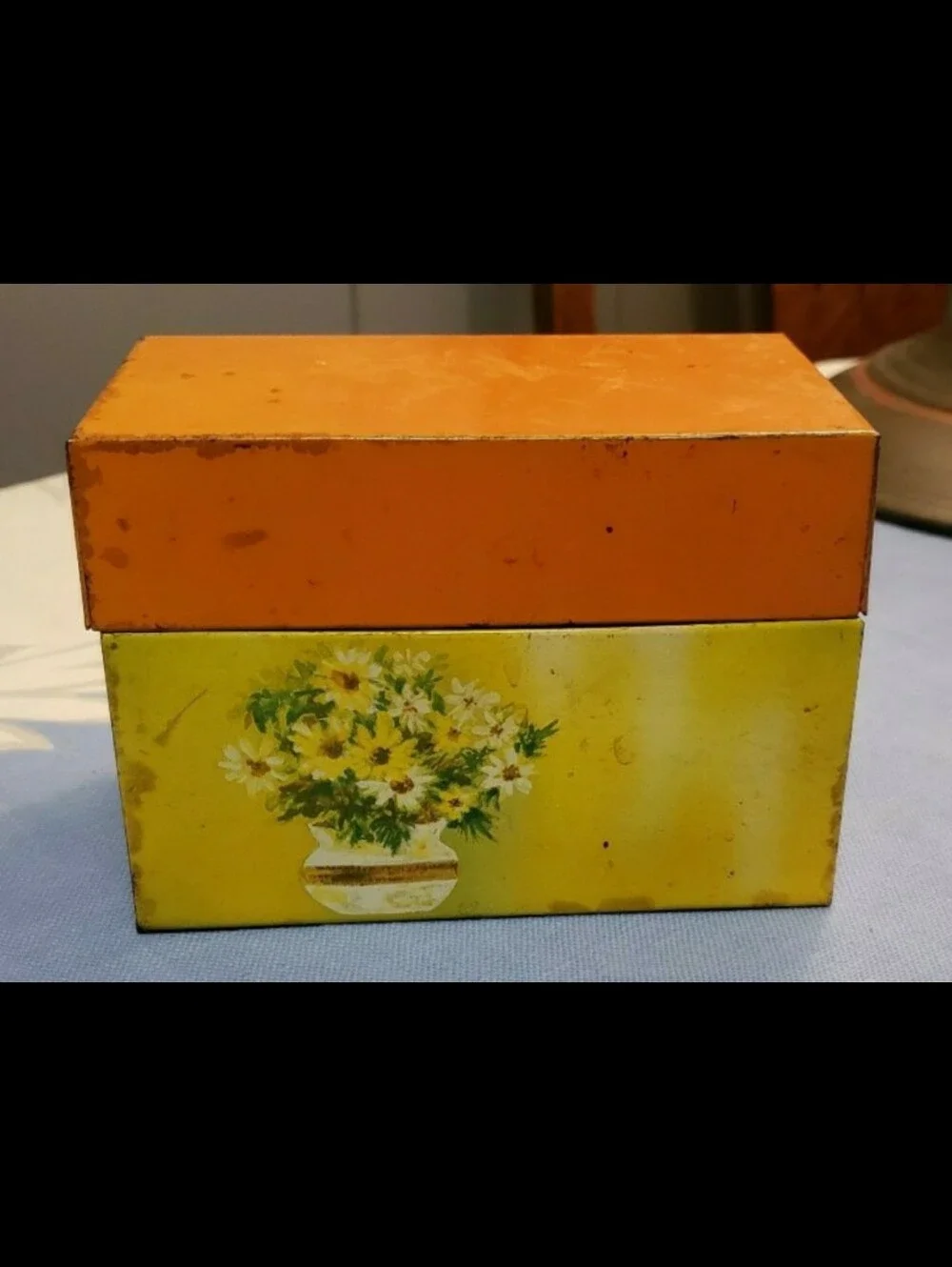Vintage Ohio Art Metal Recipe Box With Floral Design